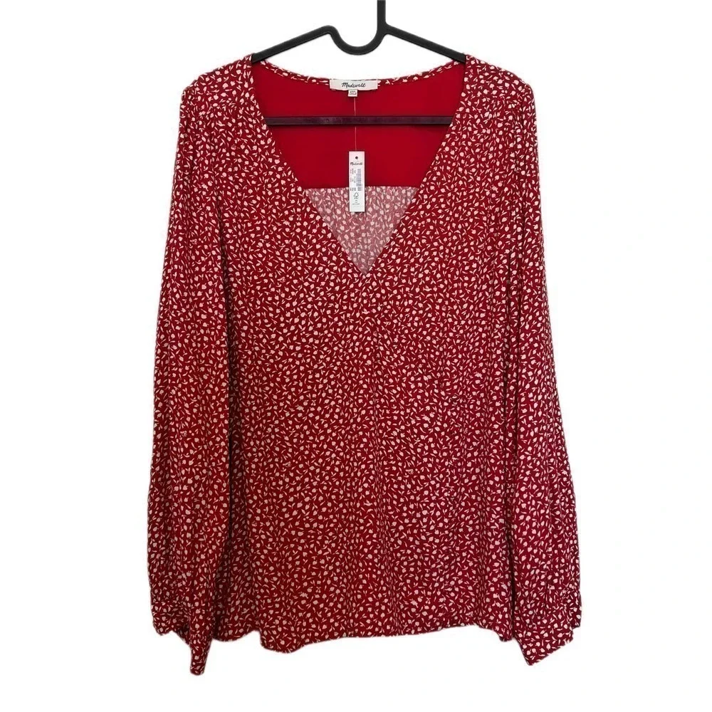 NWT Madewell Kinston Side-Button Wrap Top in Park Picnic Size XXL